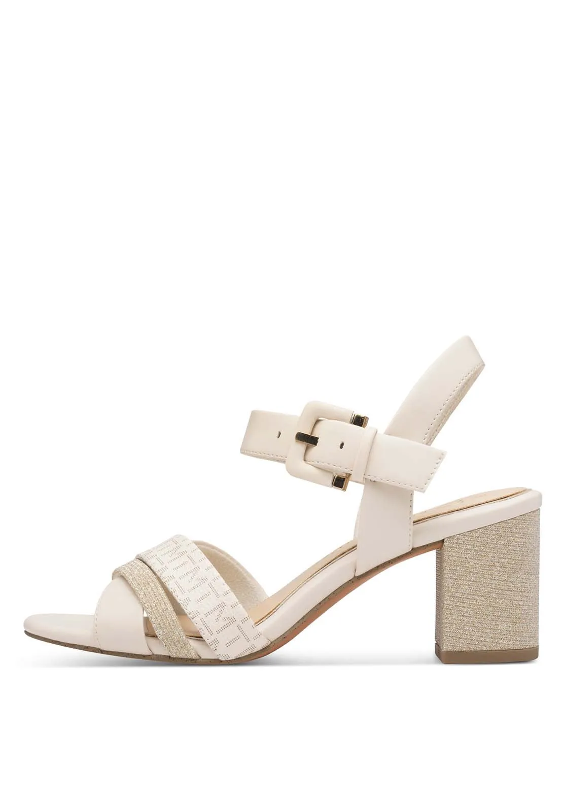 Print Glam Heel Sandal - Cream Comb
