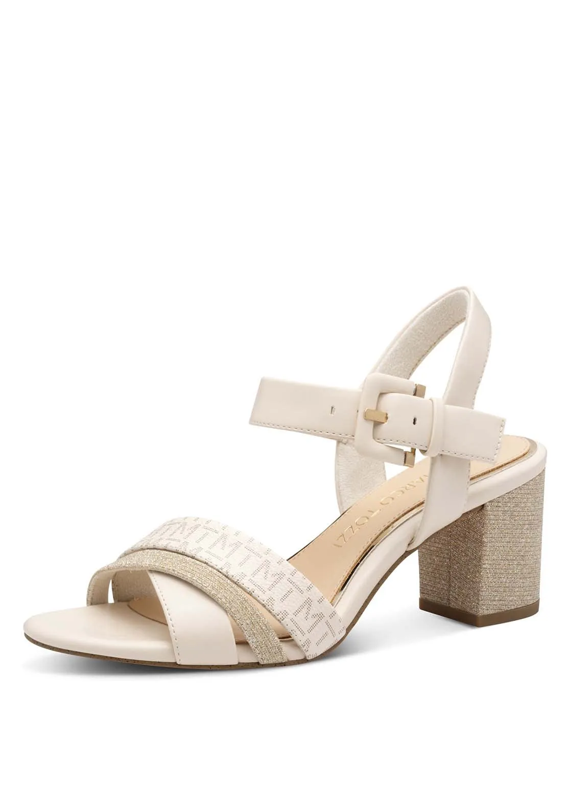 Print Glam Heel Sandal - Cream Comb