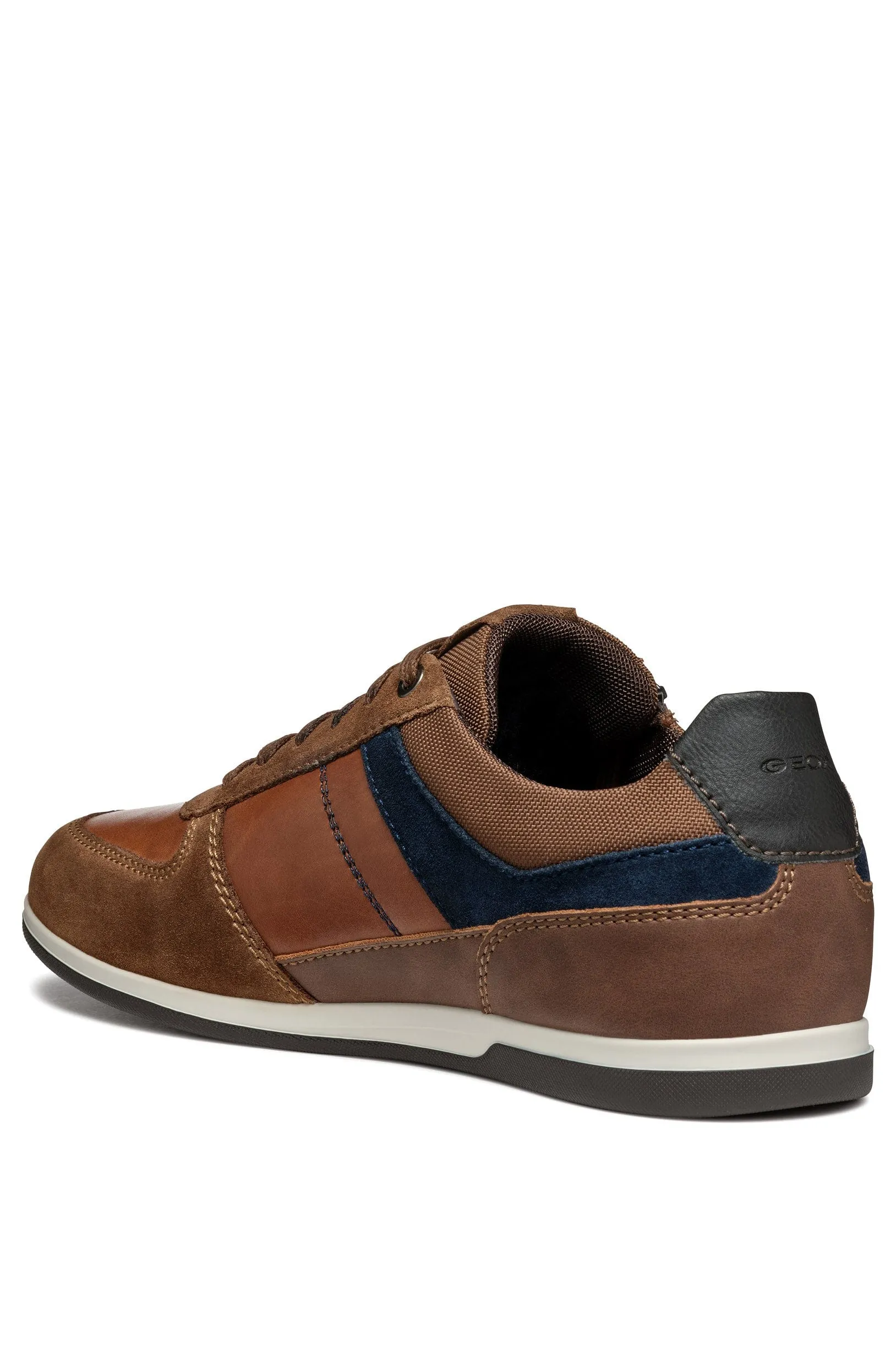 Renan B Suede and Waxed Leather Trainers - Browncotto/Navy