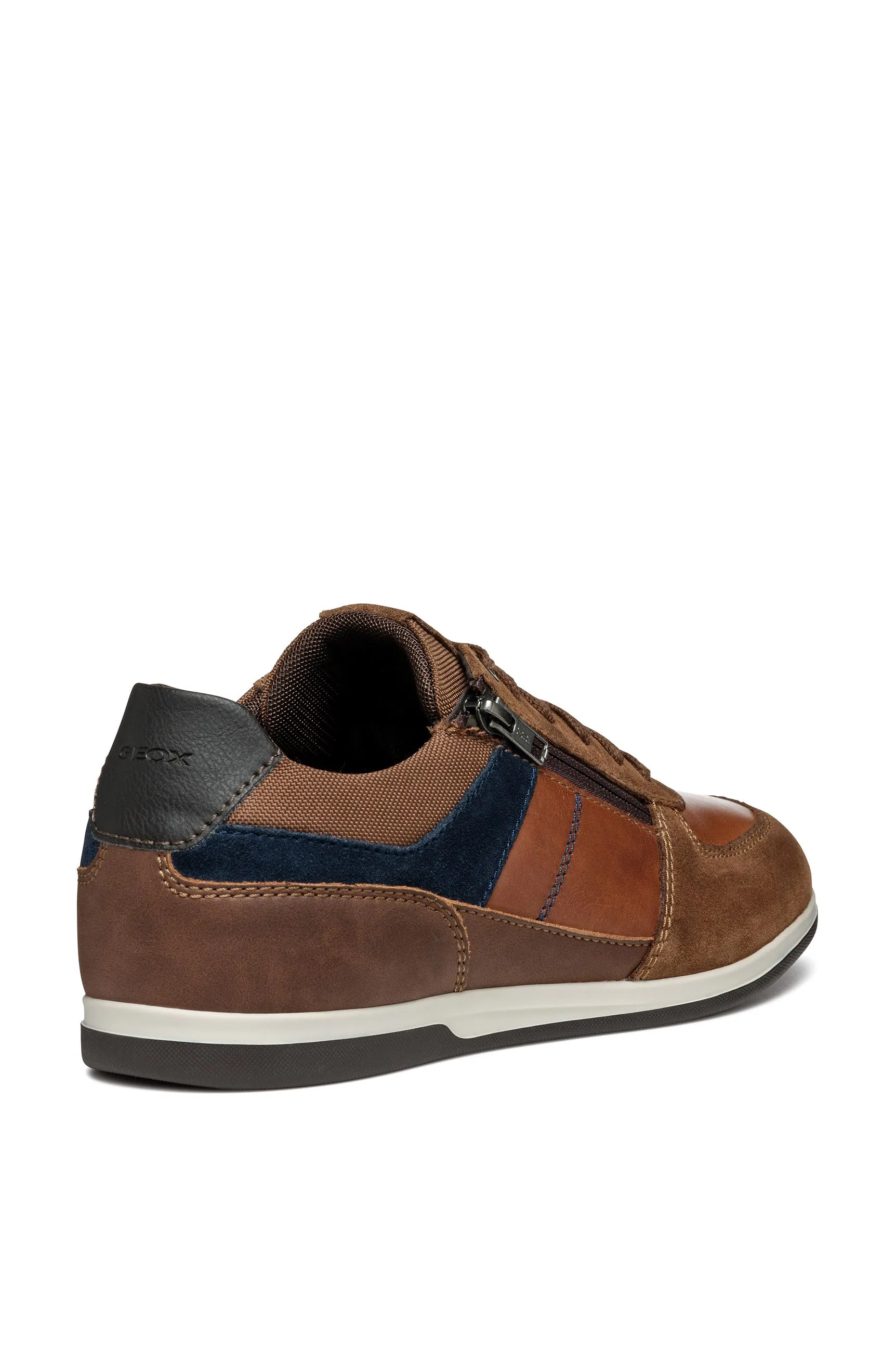 Renan B Suede and Waxed Leather Trainers - Browncotto/Navy