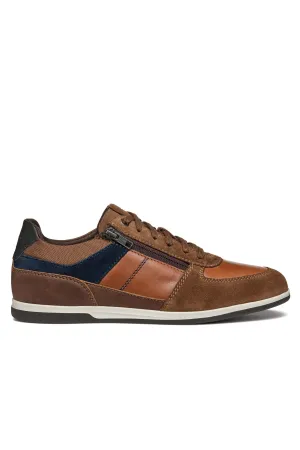 Renan B Suede and Waxed Leather Trainers - Browncotto/Navy