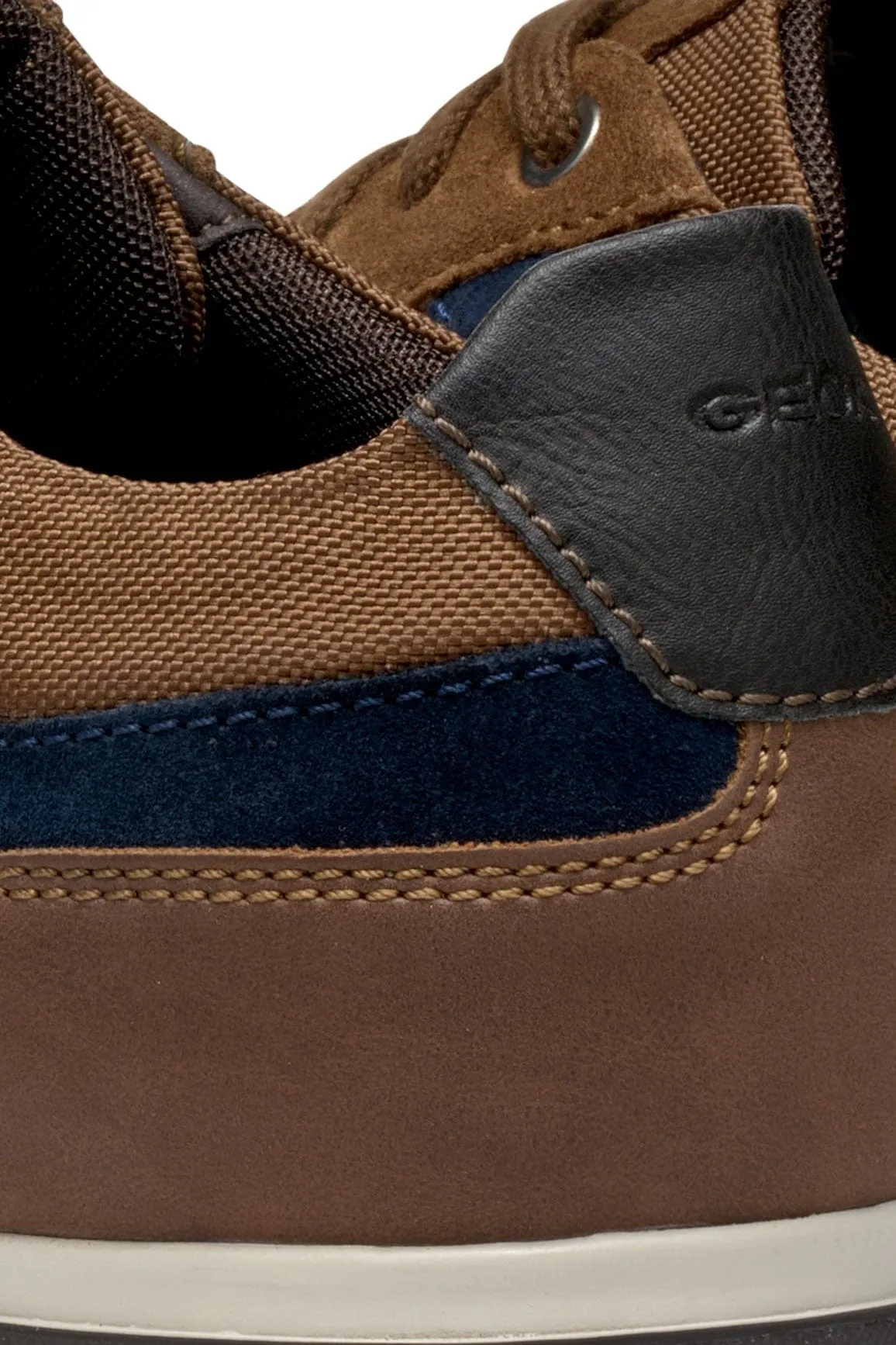 Renan B Suede and Waxed Leather Trainers - Browncotto/Navy