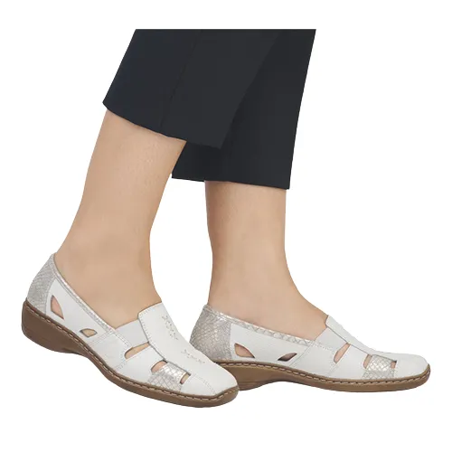 Rieker Ladies Walking Shoes - 41385-80 - Off white