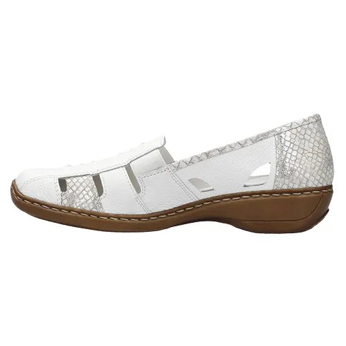 Rieker Ladies Walking Shoes - 41385-80 - Off white