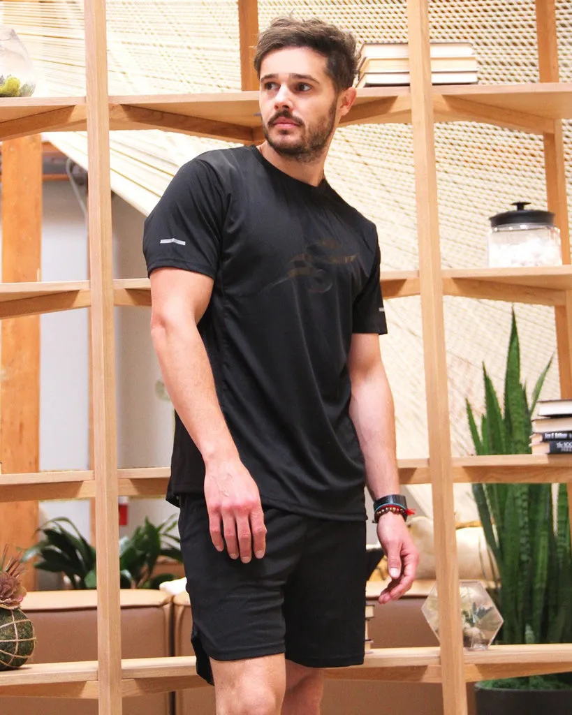 Robert Short Sleeve Shirt With Reflective Logo - Black