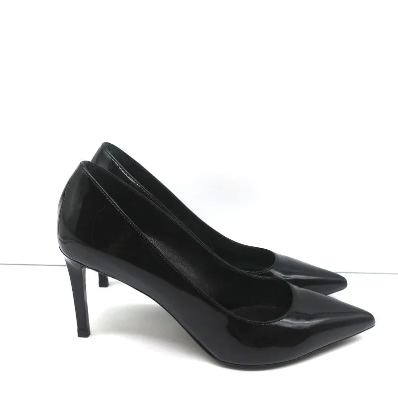 Saint Laurent Paris 80 Pumps Black Patent Leather Size 37.5 Pointed Toe Heels