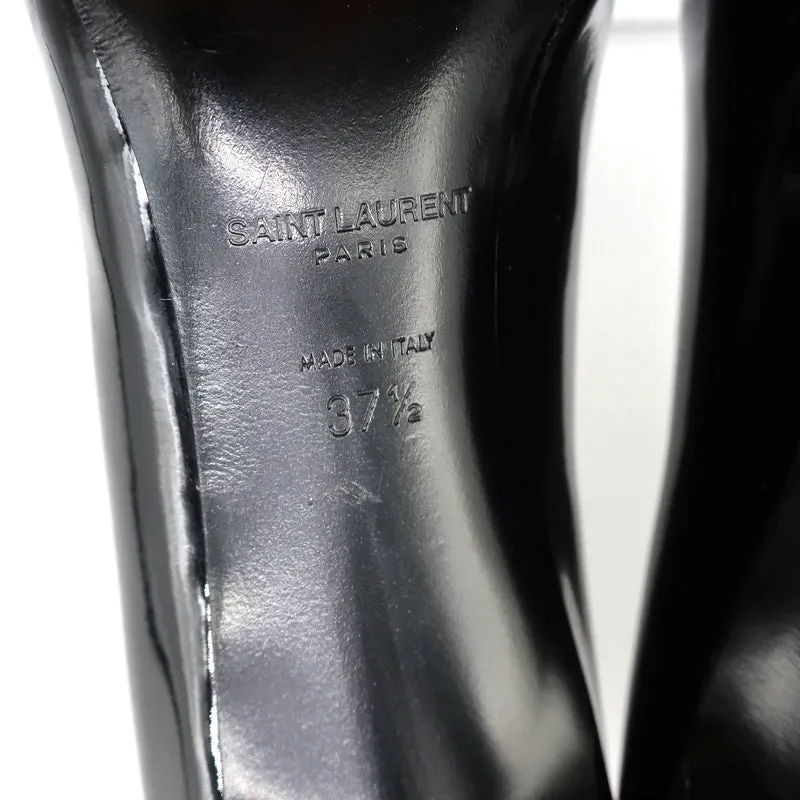 Saint Laurent Paris 80 Pumps Black Patent Leather Size 37.5 Pointed Toe Heels