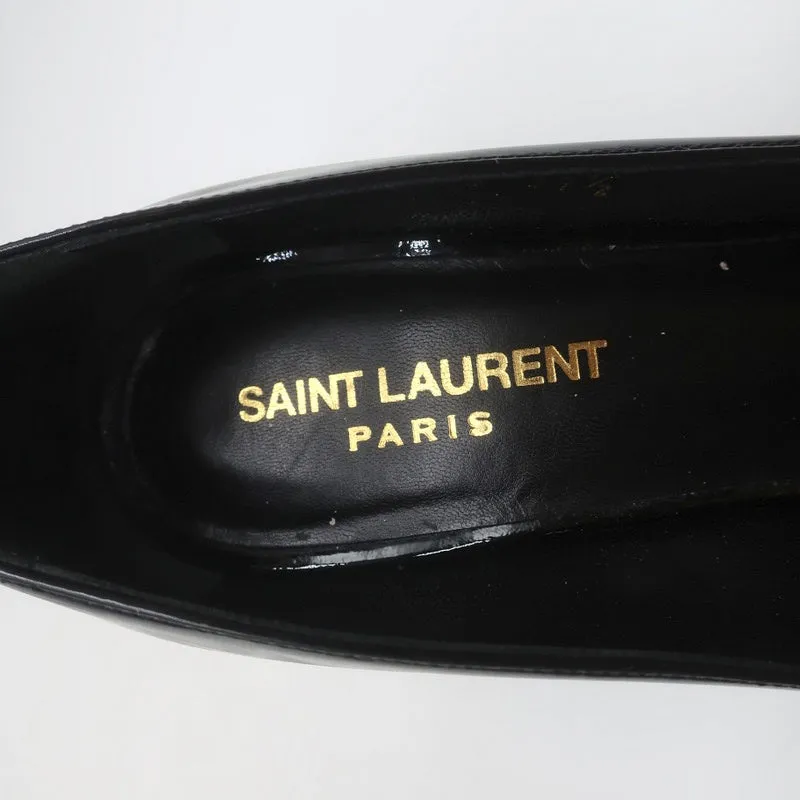 Saint Laurent Paris 80 Pumps Black Patent Leather Size 37.5 Pointed Toe Heels