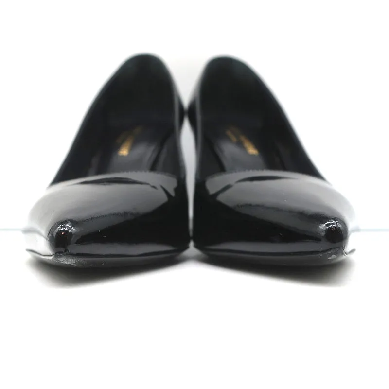 Saint Laurent Paris 80 Pumps Black Patent Leather Size 37.5 Pointed Toe Heels