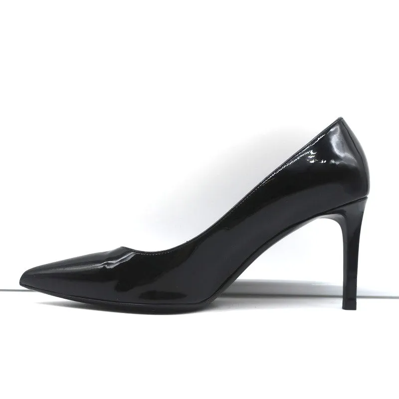 Saint Laurent Paris 80 Pumps Black Patent Leather Size 37.5 Pointed Toe Heels