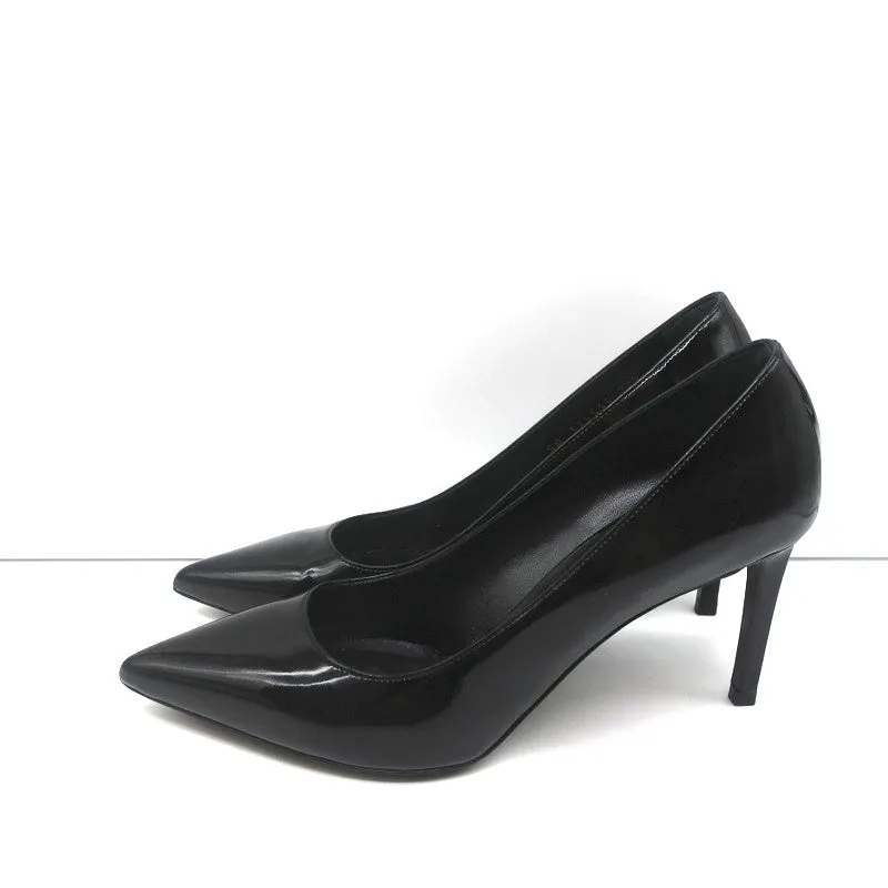 Saint Laurent Paris 80 Pumps Black Patent Leather Size 37.5 Pointed Toe Heels