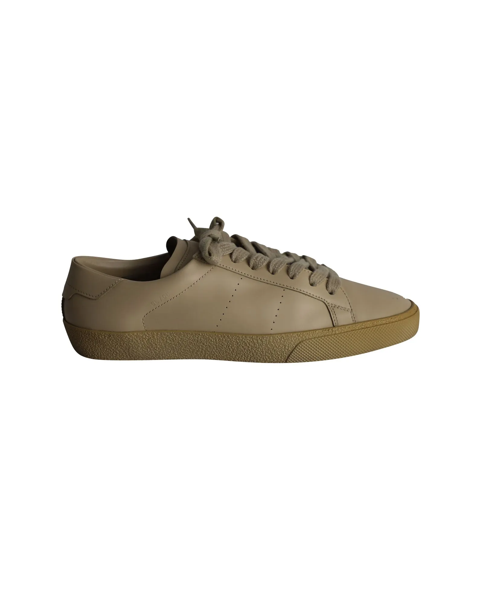 Saint Laurent SL/06 Court Classic Low-Top Sneakers in Beige Calfskin Leather