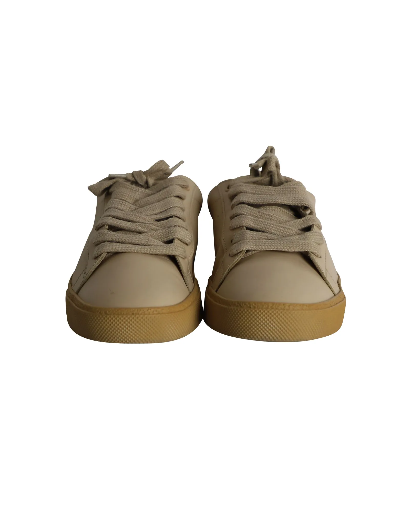 Saint Laurent SL/06 Court Classic Low-Top Sneakers in Beige Calfskin Leather