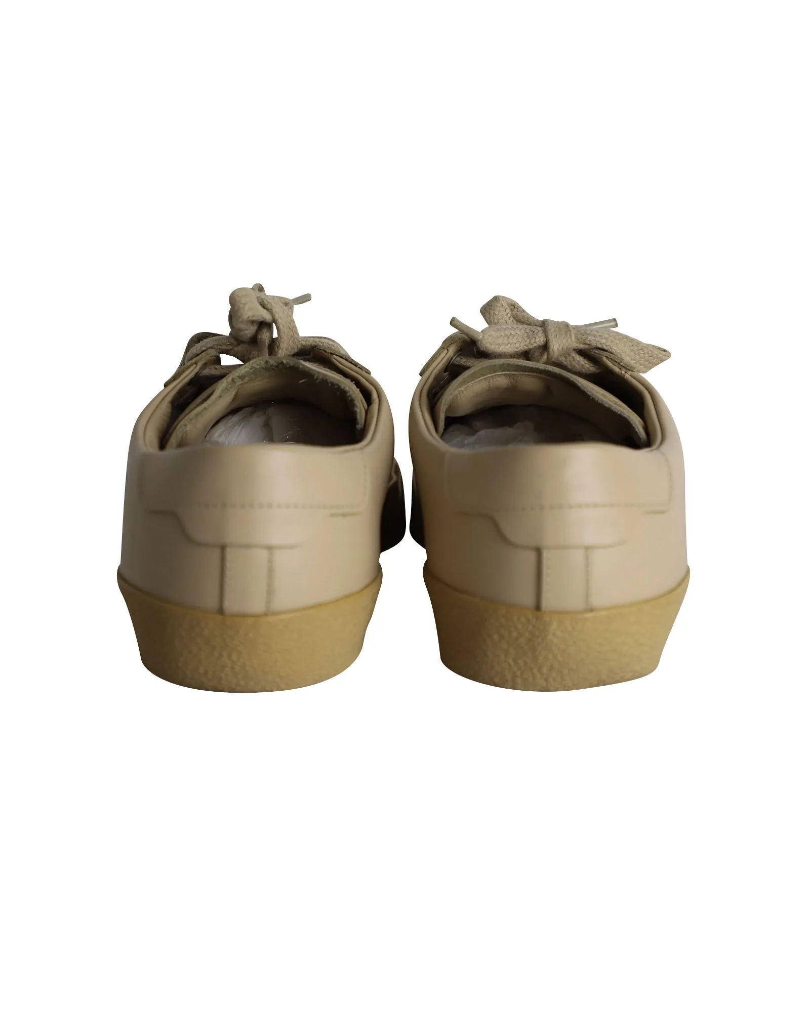 Saint Laurent SL/06 Court Classic Low-Top Sneakers in Beige Calfskin Leather