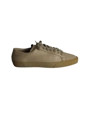 Saint Laurent SL/06 Court Classic Low-Top Sneakers in Beige Calfskin Leather