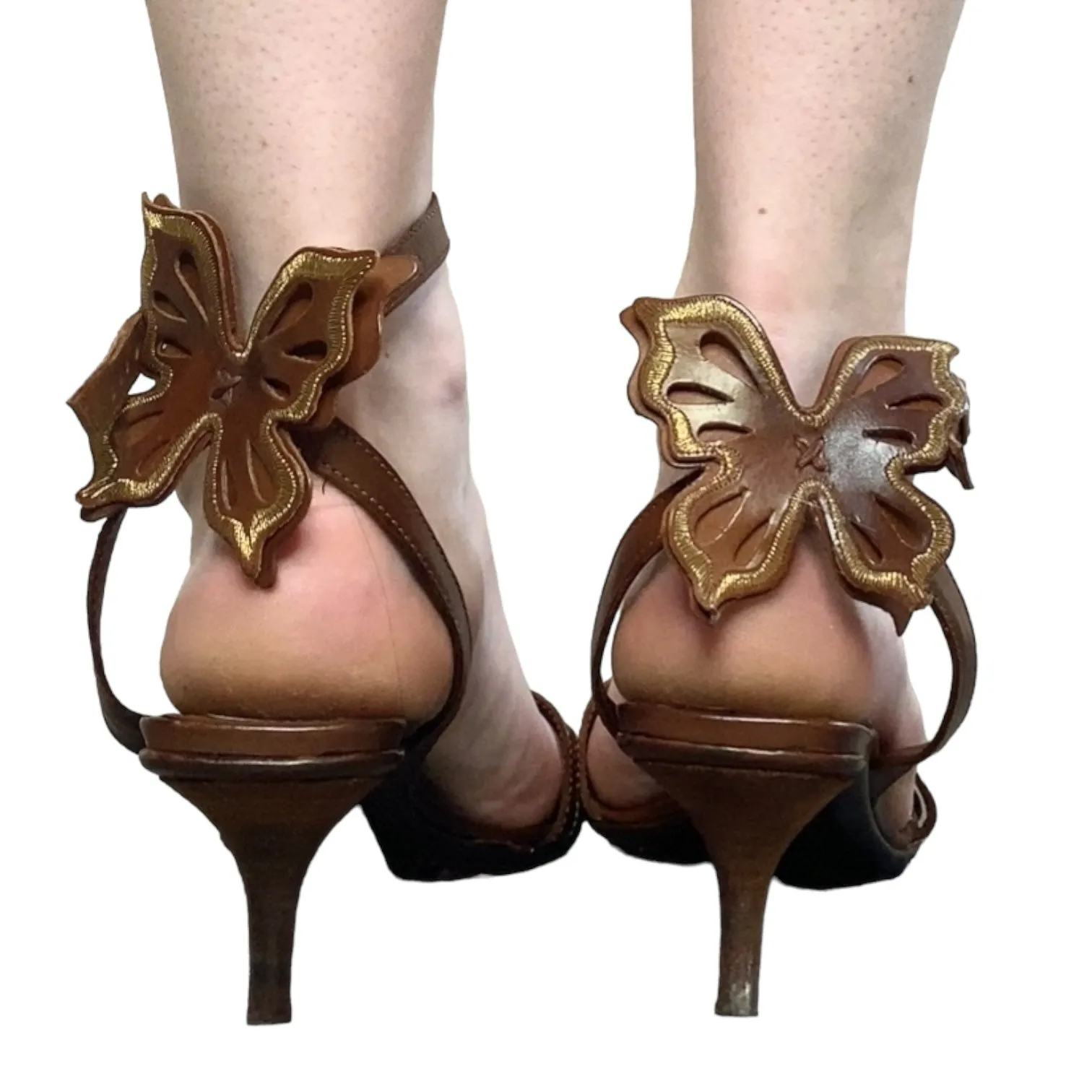 Stunning Vintage Miss Sixty Butterfly Open Toe Kitten Heels (UK 8.5/9)