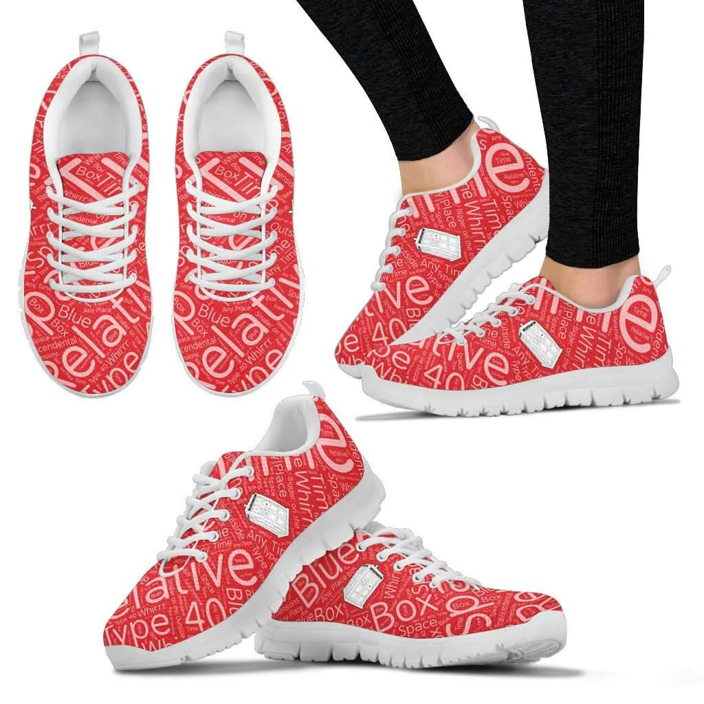 TARDIS Terms Timey Wimey Running Shoes - RED