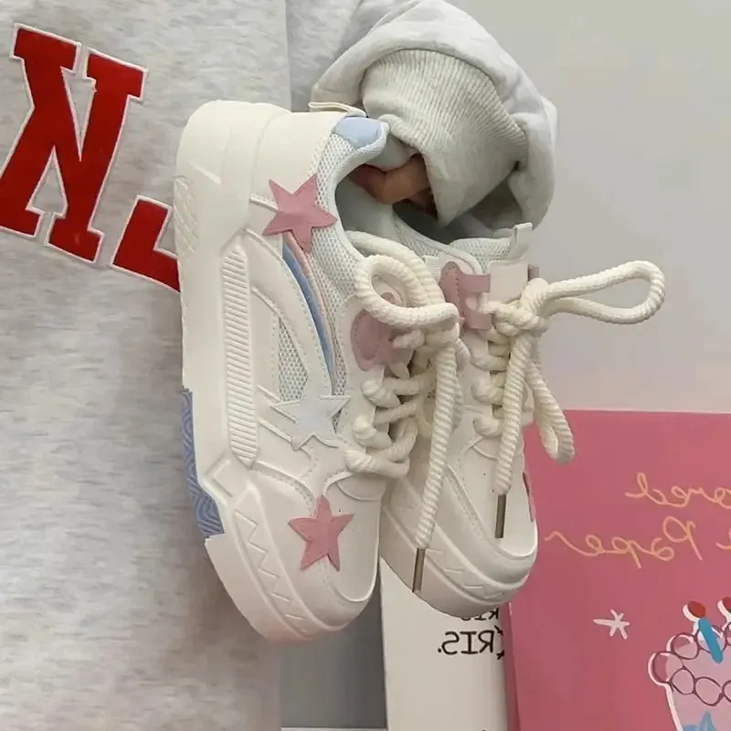 TAVIMART  -  White Women's Sneakers Kawaii Sports Shoes Casual Skateboard Spring Summer 2024 Tennis Female Platform Vulcanize Cute Flats