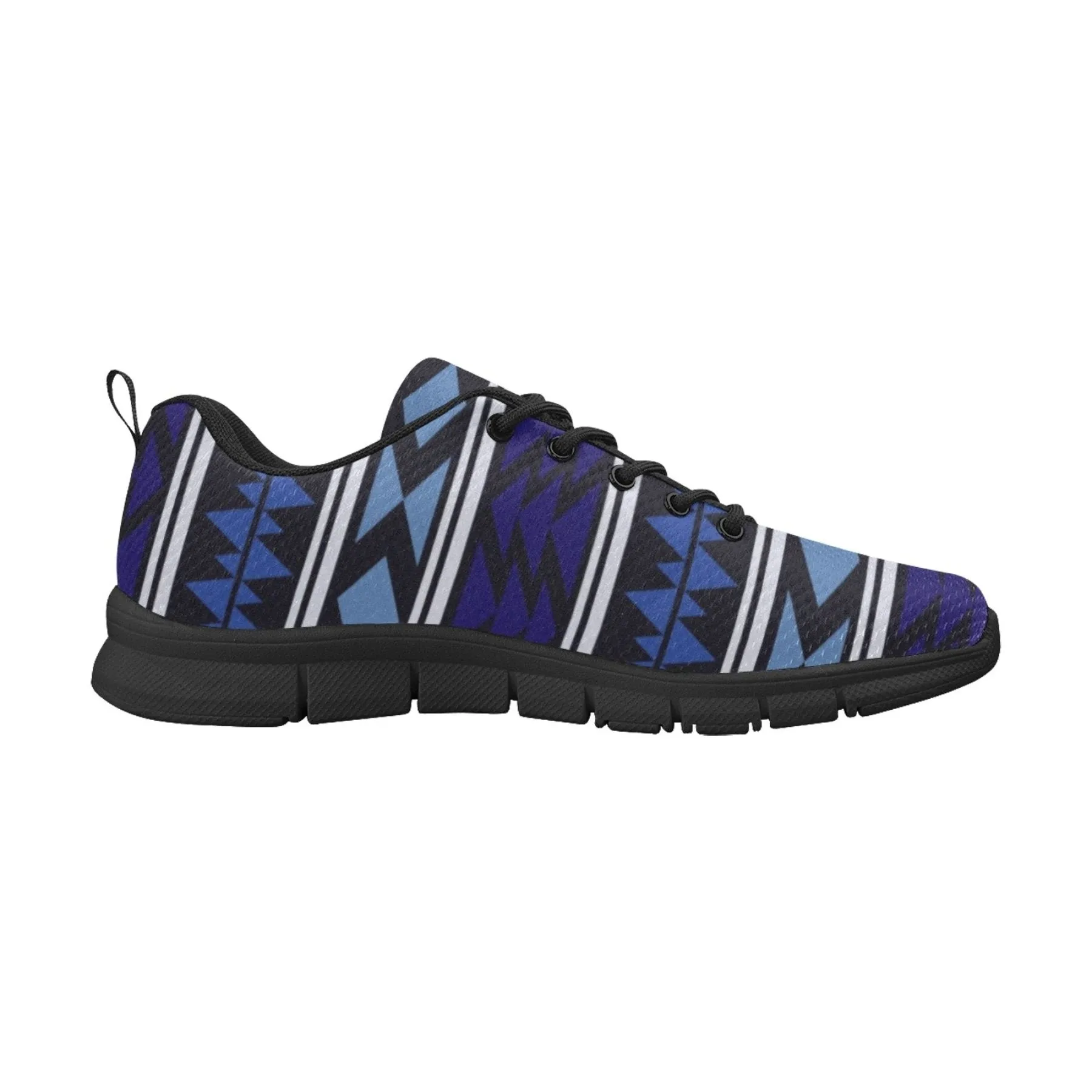 Uniquely You Womens Sneakers, Blue and Black Aztec Print Running Shoes by inQue.Style