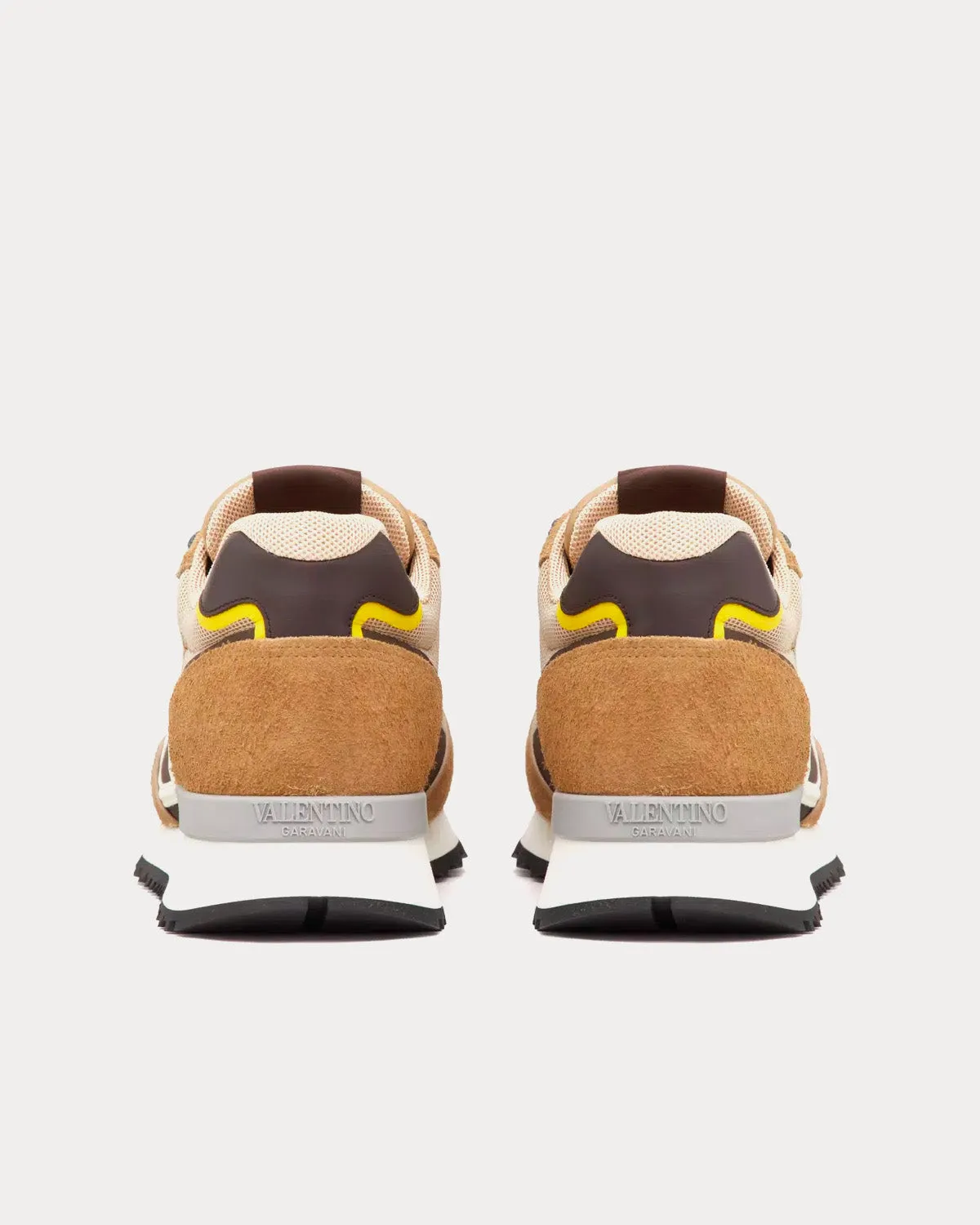 Vlogo Pace Split Leather, Fabric & Calfskin Beige Low Top Sneakers