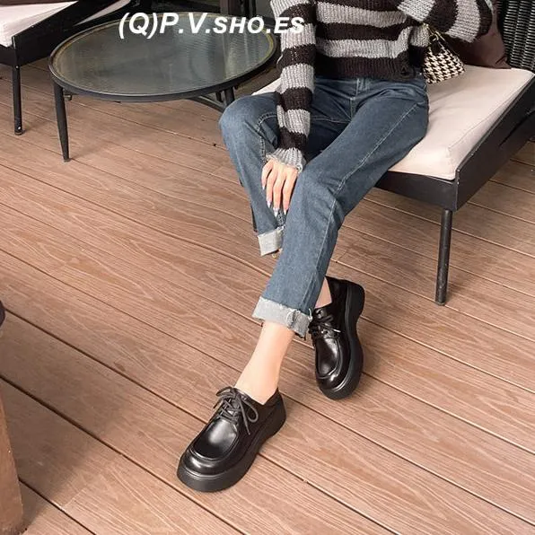 Women's Lace Up Chunky Platform Loafers