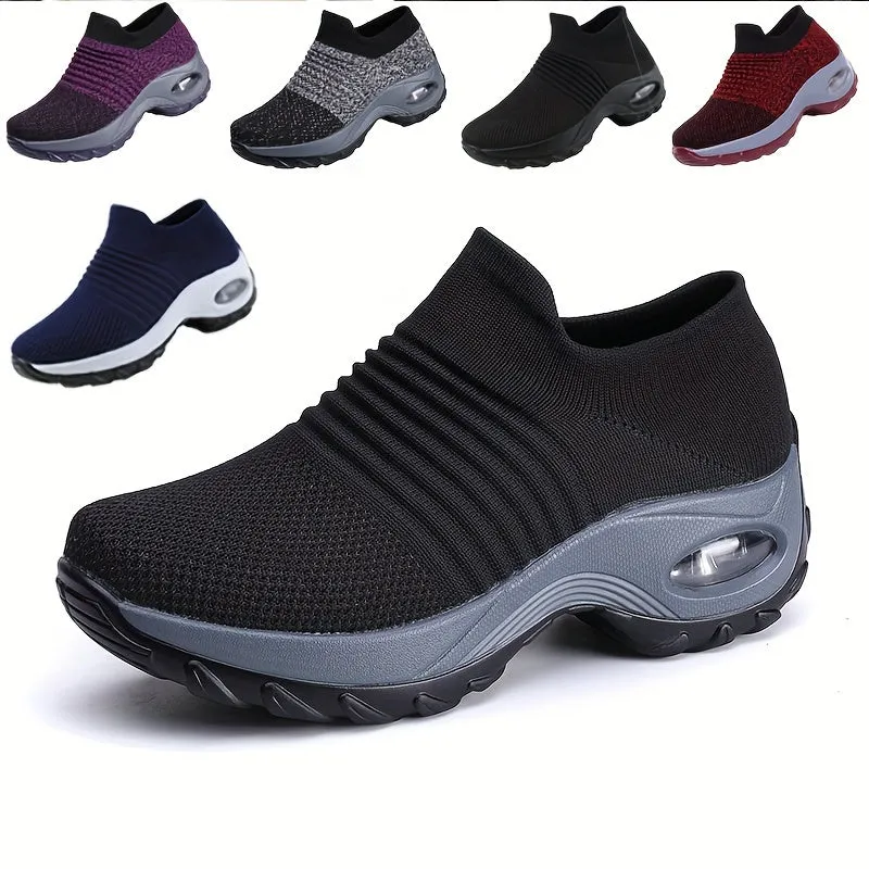 Women's Purple Low Top Sock Sneakers Shoes For Walking