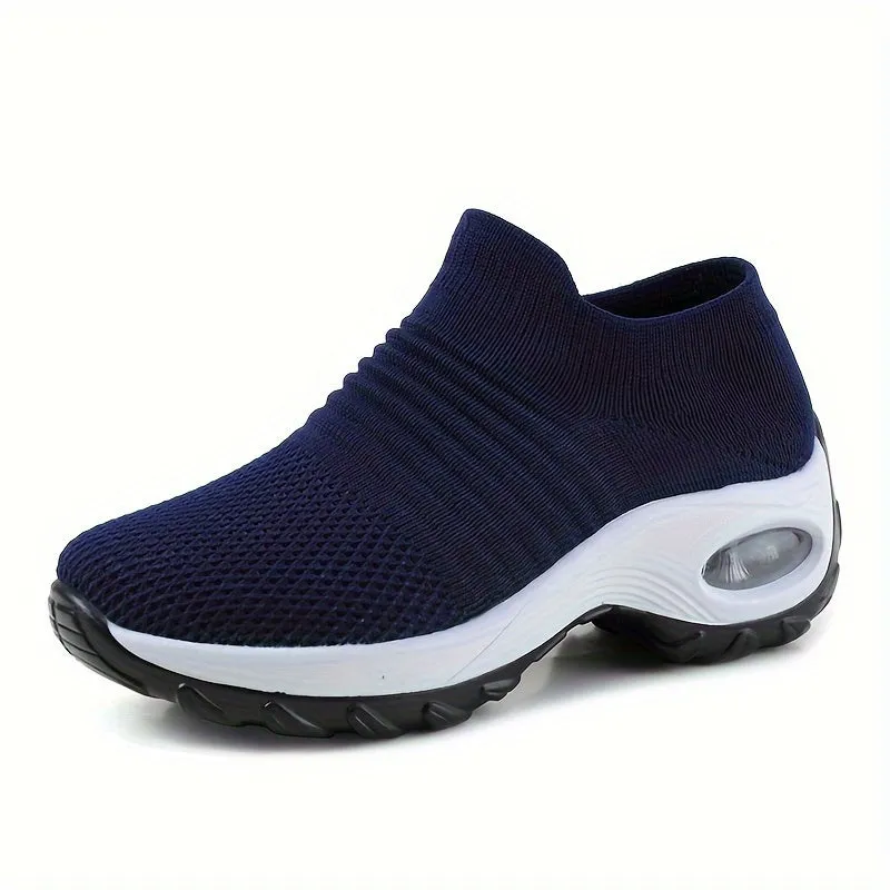 Women's Purple Low Top Sock Sneakers Shoes For Walking