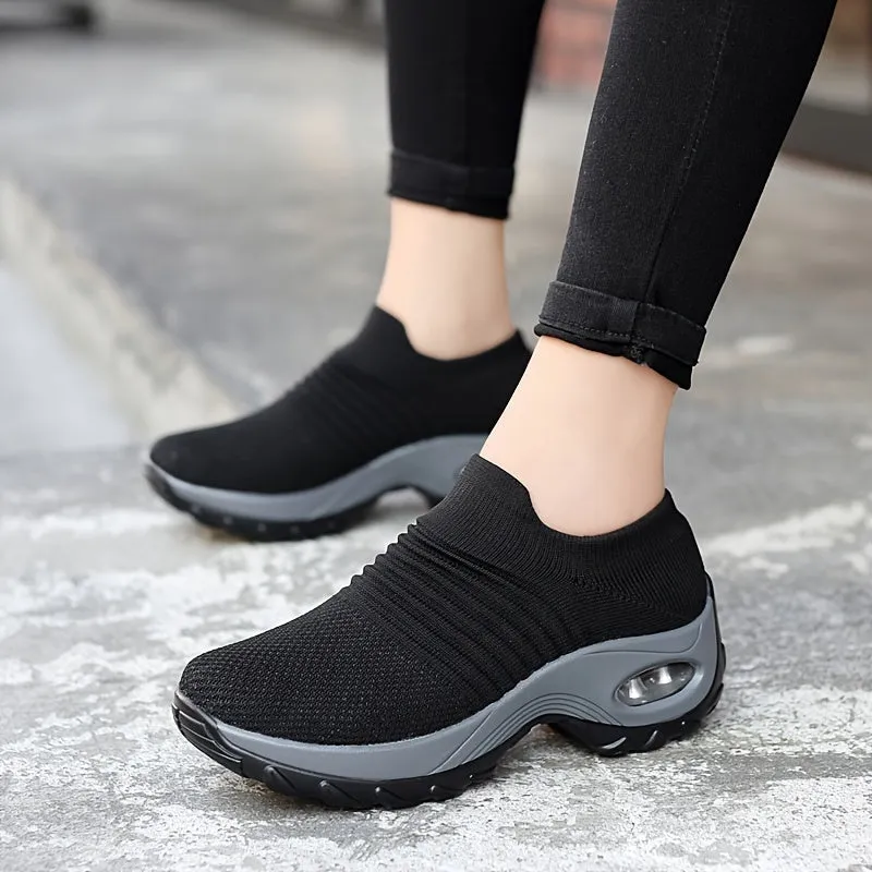 Women's Purple Low Top Sock Sneakers Shoes For Walking