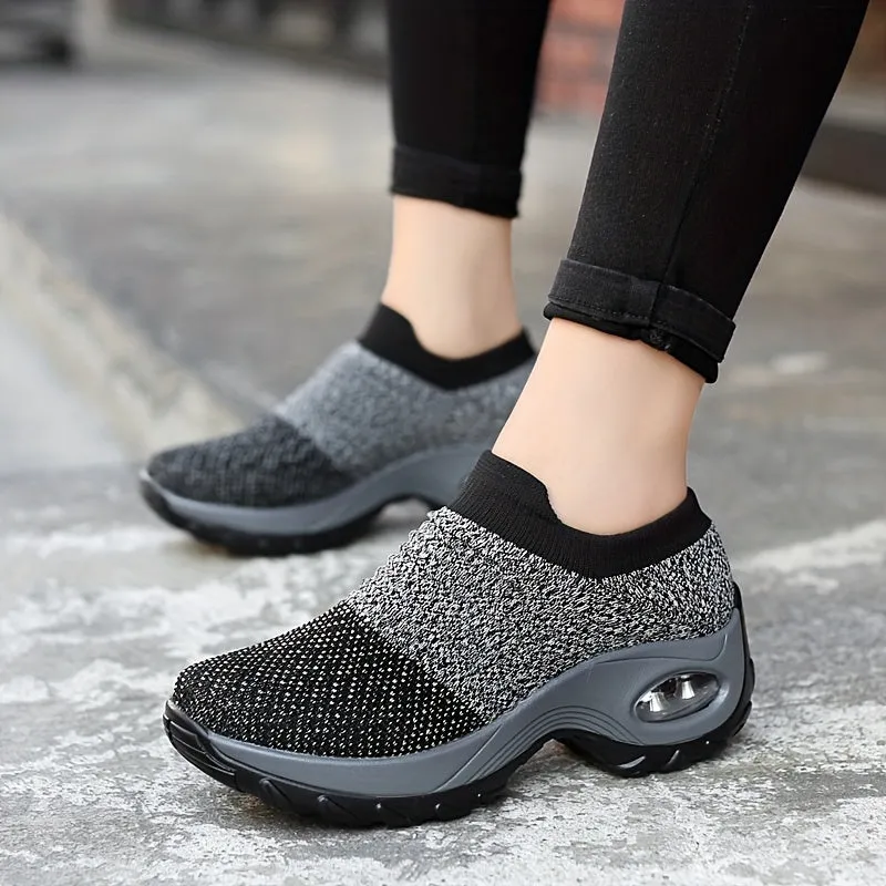 Women's Purple Low Top Sock Sneakers Shoes For Walking