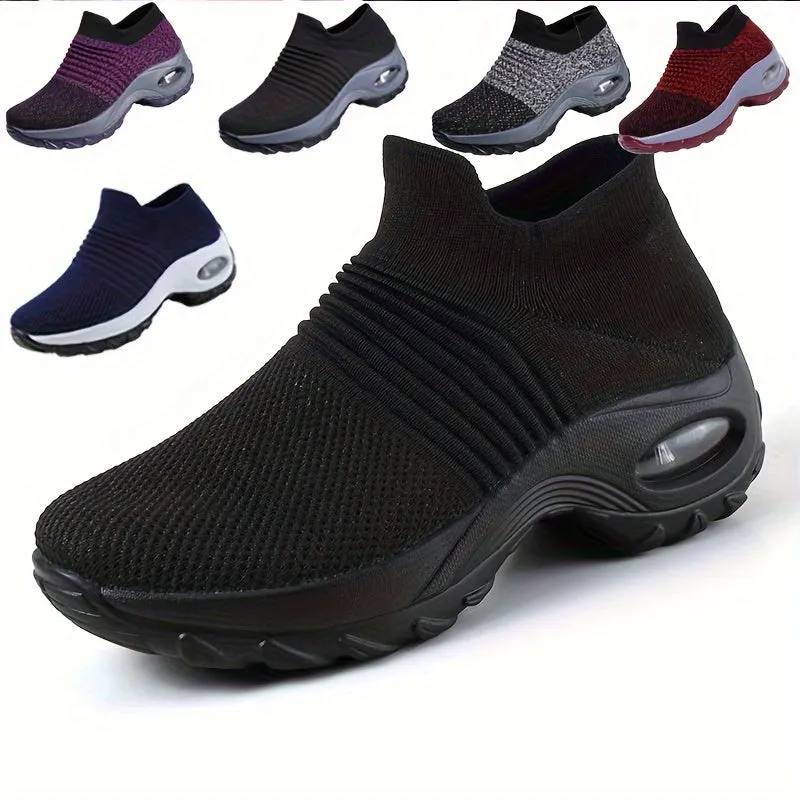 Women's Purple Low Top Sock Sneakers Shoes For Walking