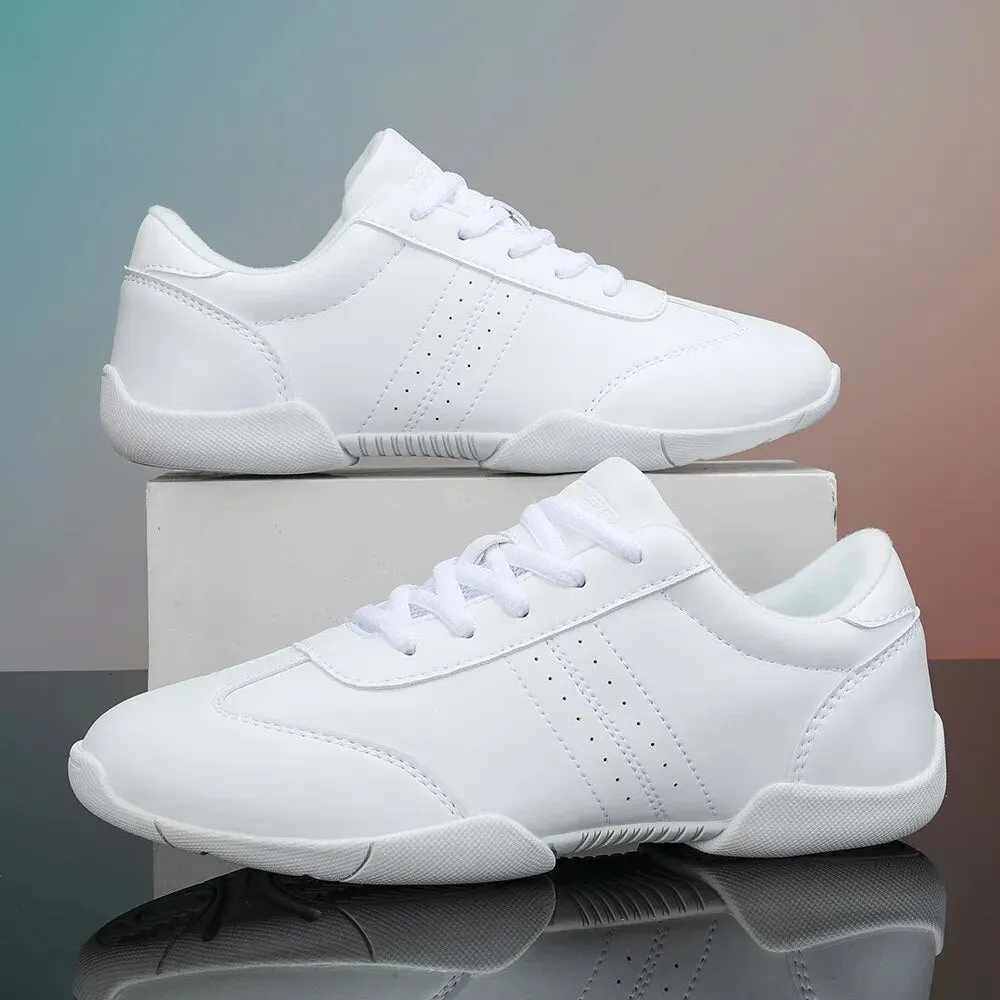 Youth Girls White Cheerleading Dancing Shoes Athletic Training Tennis Walking Lightweight Competition Cheer Sneakers